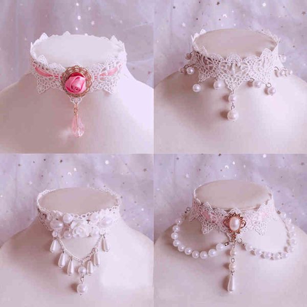 Handmade Lolita Princess Princess Pearl шеи винтажные сладкие милые шеи колье для женщин вязаное кулон ожерелье