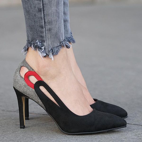 

dress shoes mio gusto brand elvira, 8cm heel height, suede, red dark-blue, black, tan, women's quality fashion stiletto pumps