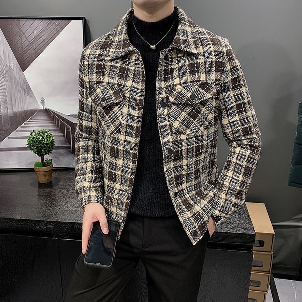 

chess of woolen men trench coat casual winter fine fitting men's fashionable coats steetwear jackets hombre chaquets 7juo, Black;brown