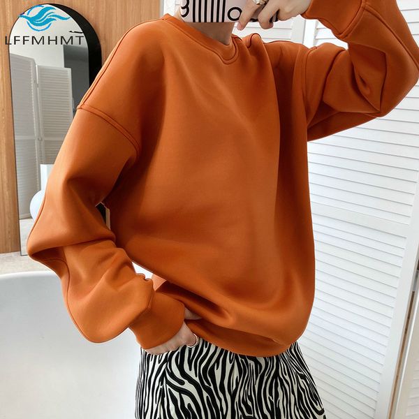 

2021 new women spring fall fashion solid color memory foam long sleeve sweatshirt office lady o-neck bf style casual pullover ww2i, Black