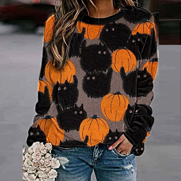 

new 2021 cartoons printed sweatshirts pullover casual halloween clothes long sleeve autumn winter shirt women 5qe3, White;black