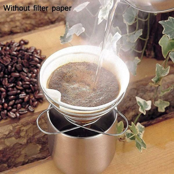 

coffee filters foldable reusable filter maker mesh holder stainless steel hand brew dripper home kitchen decoration
