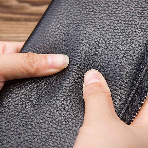 

cross-border business man wallet multifunctional zipper high-end card bag chao brand lychee grain large capacity leather handbag