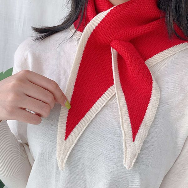 

w11 autumn winter new knitted 2020 women's solid color trend warm fashion small triangle scarf, Blue;gray