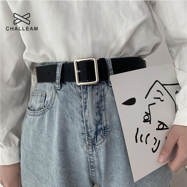 

belts pu leather belt women square buckle pin jeans black men female strap ladies waistband 404, Black;brown