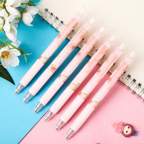 

3 pieces/set of cute pink peach gel pen school office supplies stationery, 0.5mm black ink refill for writing