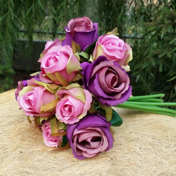 

decorative flowers & wreaths beautiful rose artificial small bouquet home party spring wedding decoration fake flower ornamental 1 12 heads
