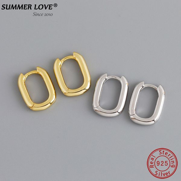

925 sterling silver minimalist hoop earrings vintage geometric fashion elegant jewelry gold silver color design for women wedding wholesale, Black