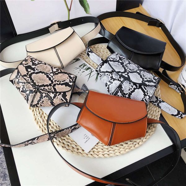 

hbp korean 2021 new snake pattern pu leather irregular mobile phone pocket women's small fragrance chest bag belt fashion