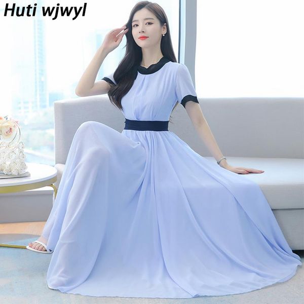 

casual dresses 4xl plus size runway white maxi dress 2021 vintage solid chiffon beach spring summer elegant women bodycon party vestidos, Black;gray