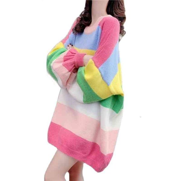 

women's sweaters suÃ©ter escolar feminino de manga longa, camisa larga e solta para primavera , coreano y2k, arco-Ã­ris, roupa casual cr3, White;black