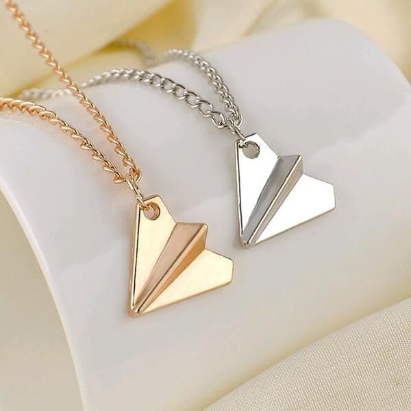 

chains ins harry styles chain colliers gold paper airplane pendant necklace men women jewelry collares choker necklaces, Silver