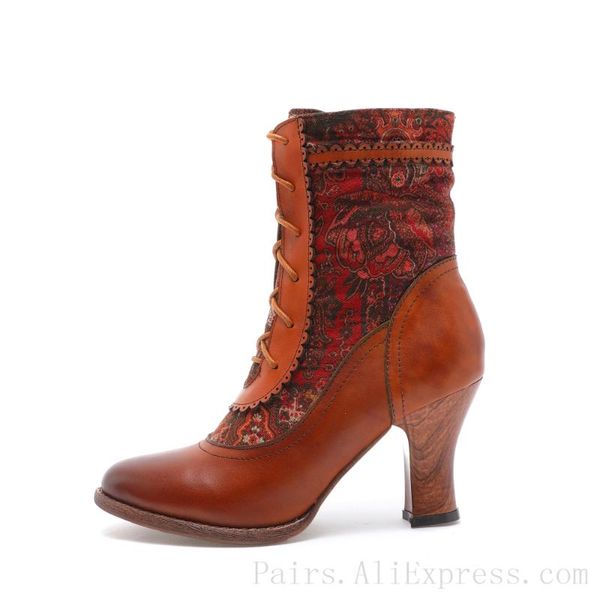 

boots size 36-42 retro ankel for women real leather luxury design high heel shoes ladies festival footwear, Black