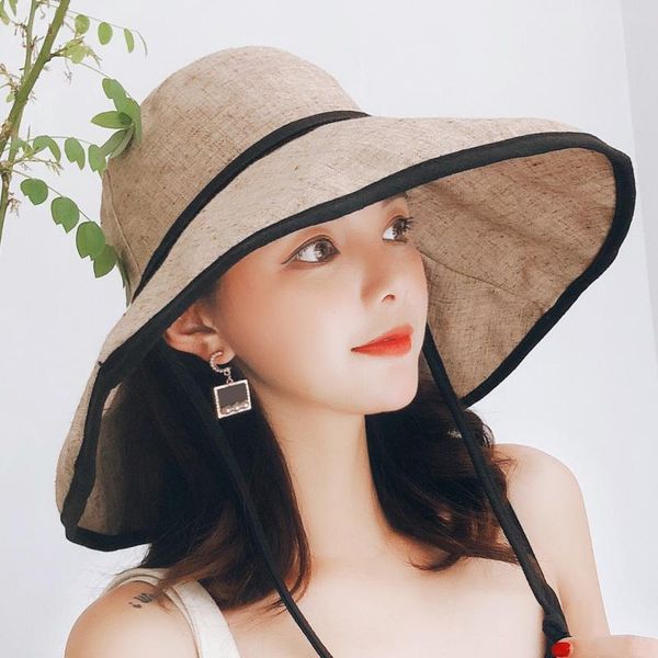 

wide brim hats summer women double side fashion large sun hat outdoor beach fisherman cap uv proof protection bucket, Blue;gray