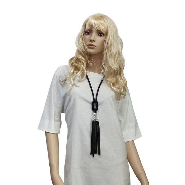 

yd&ydbz multi color tassel long leather rope necklace for women fashion exaggerated sweater chain decoration choker necklaces, Silver