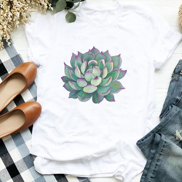 

plant 90s short sleeve womens t shirts fashion print tee clothes graphic, White