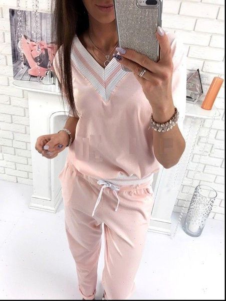 

2pcs women casual tracksuit sweatsuit pullover pants suits stylish womens v neck pullover sweatshirts long pants sets, Gray