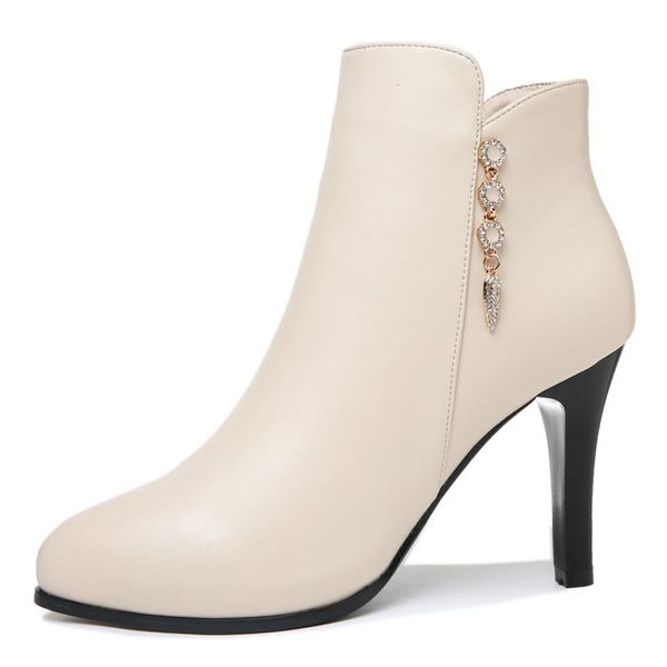 

dress shoes women's round-toe stiletto boots, solid-color short boots with side zipper, inner platform, Black