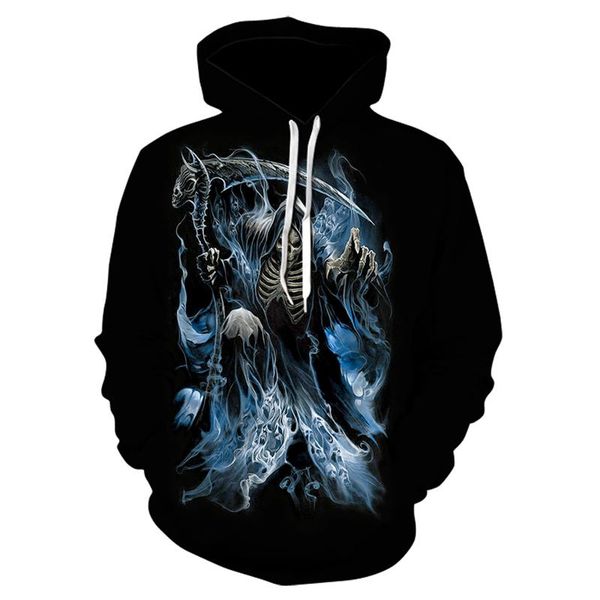 

men's hoodies & sweatshirts death skull tattoo 3d fully printed fashion hoodie hooded sweatshirt pullover casual jacket sportswear, Black