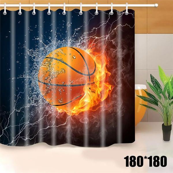 

shower curtains flaming basketball curtain waterproof polyester bathroom he