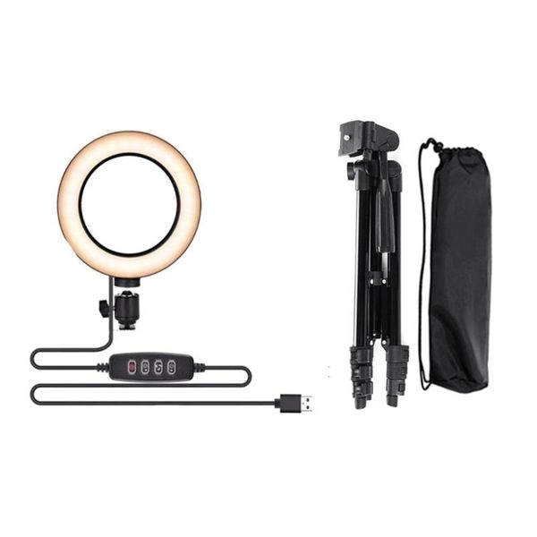 

16cm dimmable cold warm led studio camera ring light p phone usb video lamp with tripods ring table fill light pgraphy
