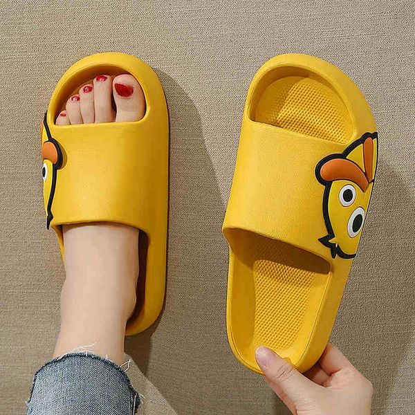 

slippers summer beach slides women men sandals flip flops cartoon duck anti-slipprint platform thick couples home bathroom shoes, Black