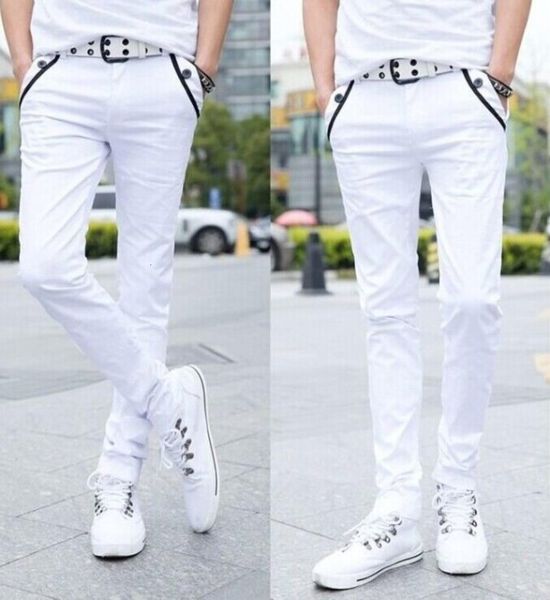 

men's straight casual pants in spring and summer, White;black