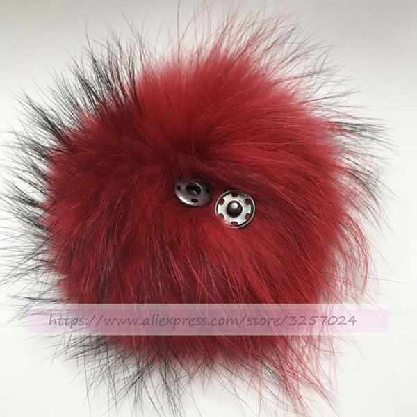 

keychains 15cm red pompom ball w snap button real raccoon fur for hat shoes diy accessories, Silver