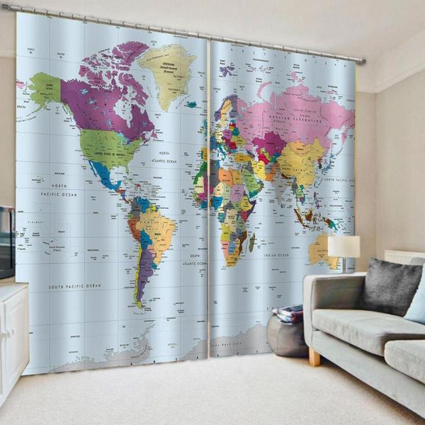 

curtain & drapes beautiful po fashion customized 3d curtains morden blue map soundproof windproof