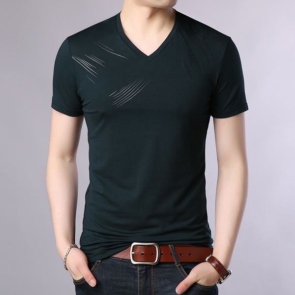 

2021 new fashion brand tshirt men v neck solid color summer trends streetwear grade print short sleeve tee men clothing 210317, White;black