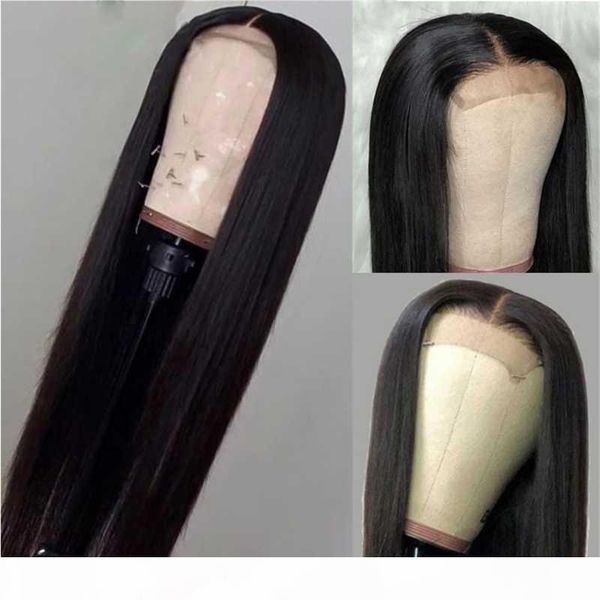 

jet black lace front human hair wigs 5*5 pu silk base wig u part natural hairline malaysia hair for black women with baby, Black;brown