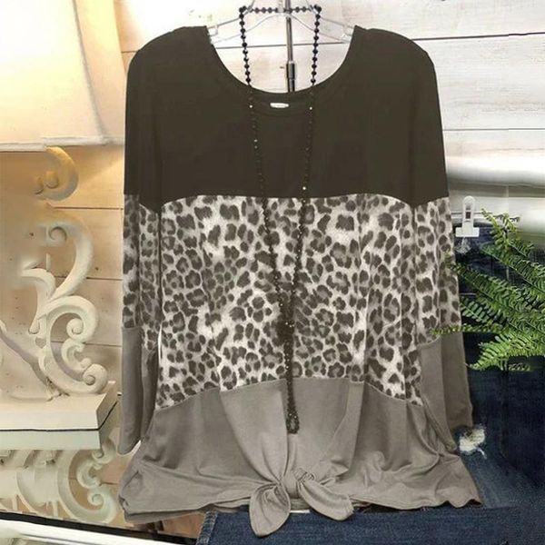 

women's t-shirt women spring autumn fashion casual daily leopard patching print long sleeve loose o-neck plus size graphic tee d23#, White