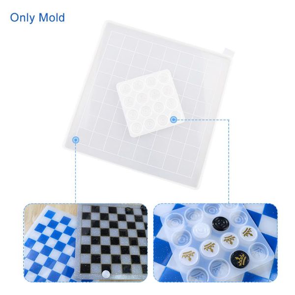 

craft tools 2pcs smooth easy clean table ornaments gift epoxy casting nonstick draughts chess board piece mold kit diy crafts soft silicone