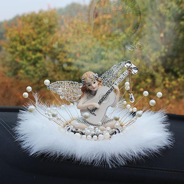 Objetos decorativos Figurines Flower Fairy Guitar Angel Diamond Wizard Pegajoso Rhinestone Car Acessórios Decoração Interior Estilo Bling Home