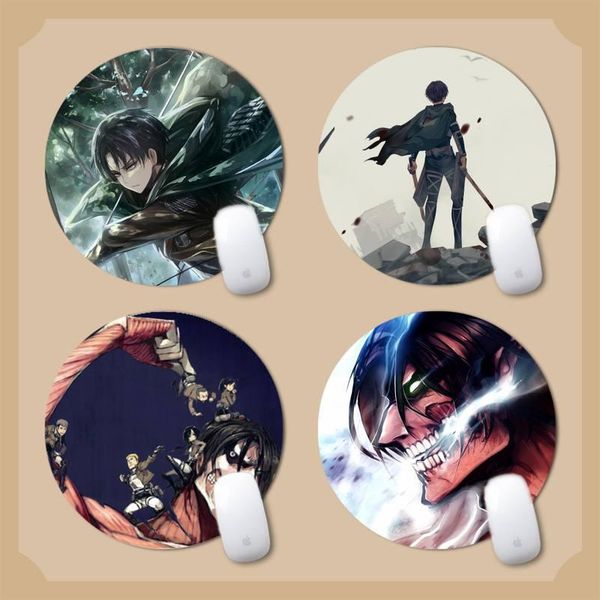 

mouse pads & wrist rests attack on titan anime unique deskpad game mousepad round non-slip cushion