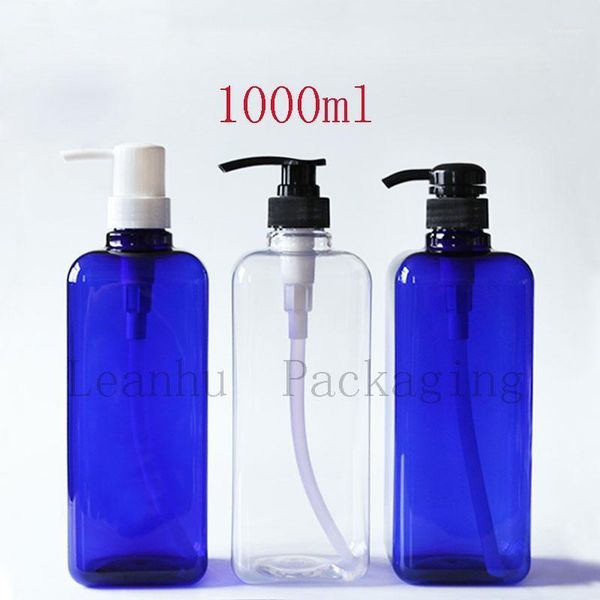 

blue / transparent plastic packing bottles ,1000cc shampoo body wash sub-bottling , empty cosmetic container