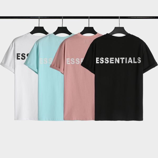 

20ss high street summer hip hop fear of god front essentials 3d silicon tee skateboard tshirt fog men women short sleeve casual t shirt, White;black