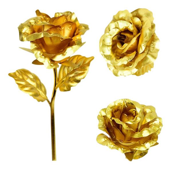 

decorative flowers & wreaths 14/17/24 cm gold color aritficial rose branch valentine's day present wedding favors forever fake head dec