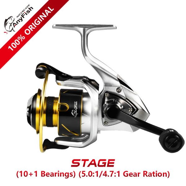 

anyfish stage spinning fishing reel 2000/3000/4000/5000/6000 model gear ratio 5.0:1/4.7:1 max drag 6kg/8kg 10+1 ball bearings