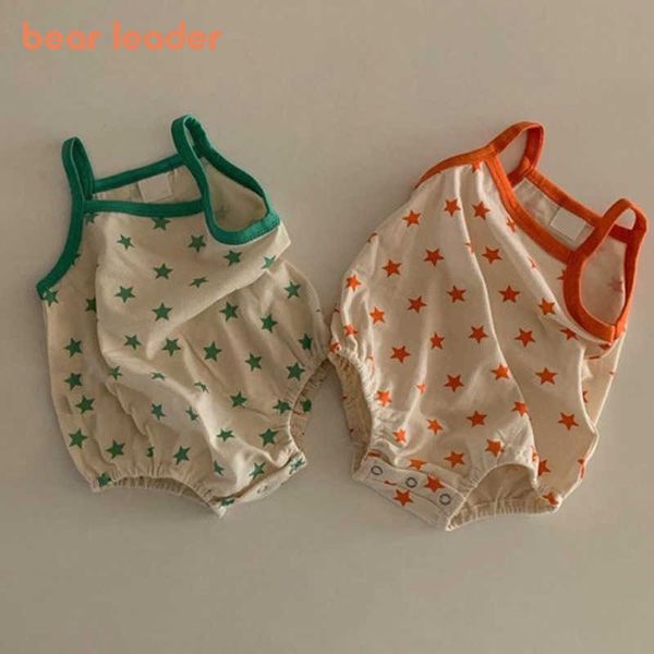 

bear leader baby summer bodysuits style born baby boy girls sling vest jumpsuits casual polka dot rompers for 0-2y 210708, Blue