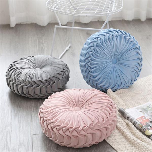 

cushion/decorative pillow round pumpkin pillow, european-style solid color sofa waist bed headrest, pleated wheel cushion