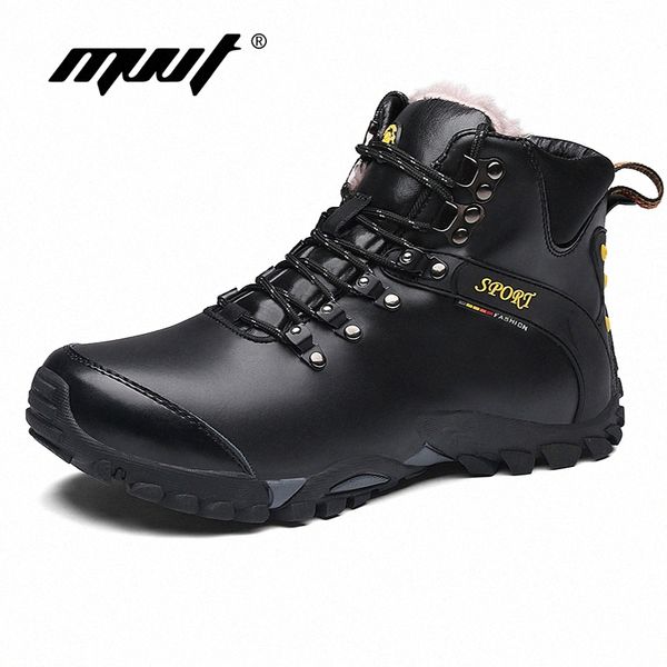 

genuine leather men snow boots waterproof ankle boots outdoor working men winter shoes u2r5#, Black