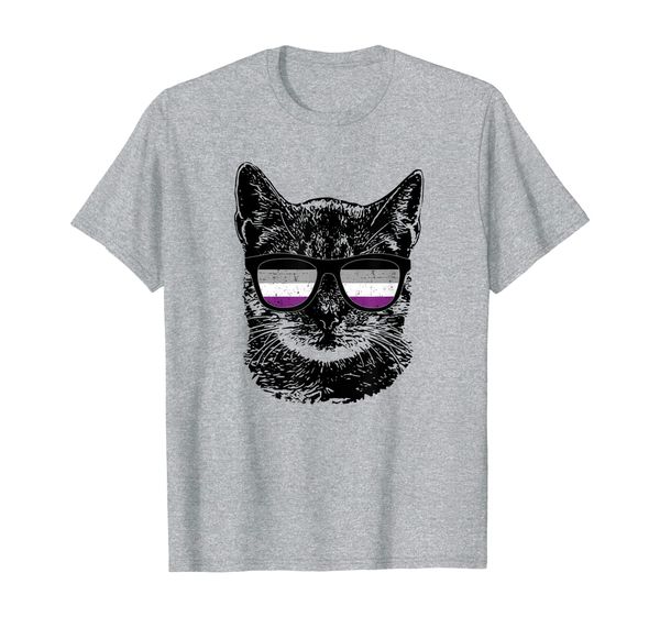 

asexual pride cat lgbt sunglasses t shirt, White;black