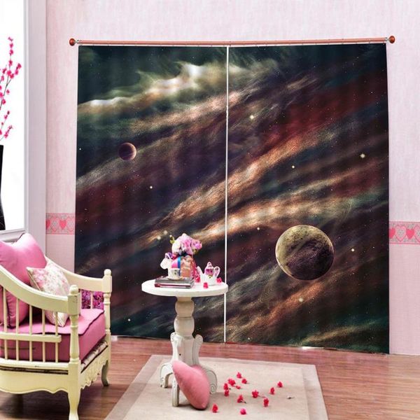 

curtain & drapes customized size earth universe space and stars for living room bedroom blackout window home indoor decor