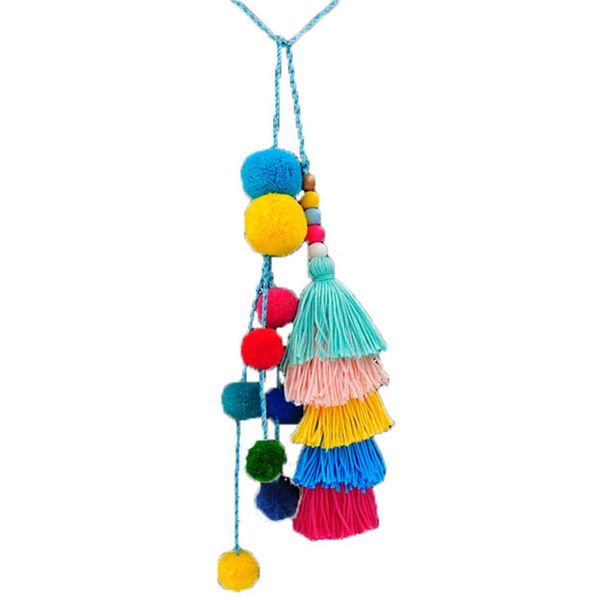 

fashion pompom long tassel key chains for lady pompoms pendant bohemian ball women keychain jewelry bag accessory, Silver