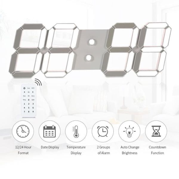 

wall clocks lanlan 3d white digital clock with remote control european regulation
