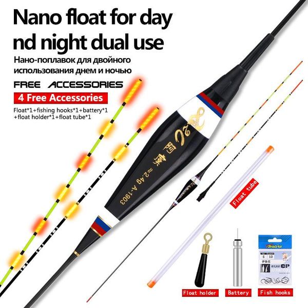 

fishing accessories 1 pc electronic luminous float super bright night crucian carp double tail tackle