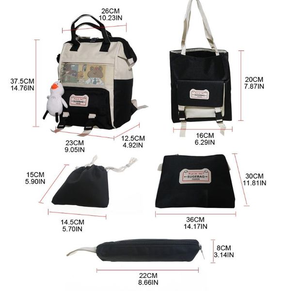 

school bags d0ud 5pcs/set nylon backpacks women lovely daypack for teenage girls bookbags students travel shoulder bag