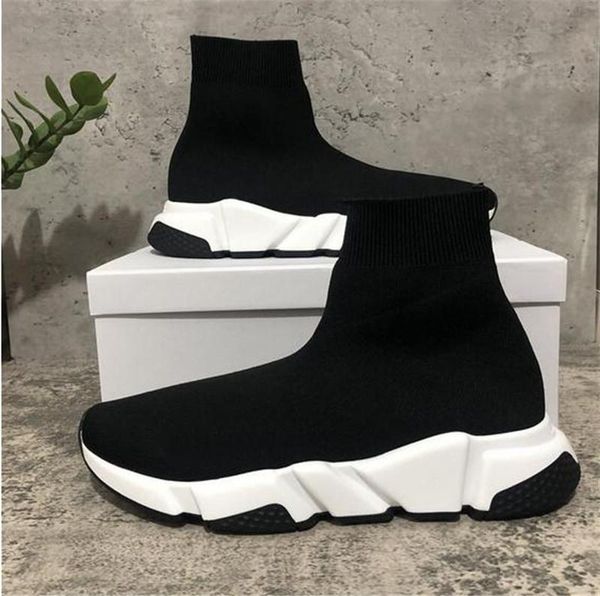 

with box boots paris mens womens casual shoes speed 1.0 2.0 trainers knit sock white black khaki watermark sneakers shoe size 36-46