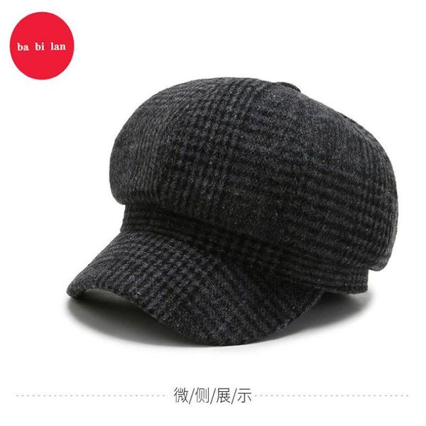 

women's hoodies & sweatshirts woolen octagonal hat lady autumn/winter british versatile beret korean version of the tidal day casual pa, Black